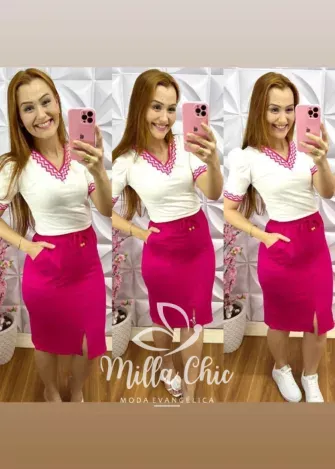 Conjunto Tecido de Moletinho Marcela - Rosa - Milla Chic