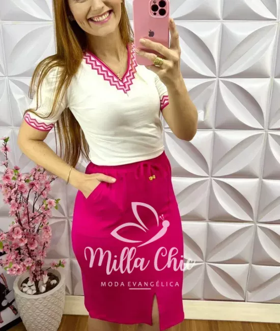 Conjunto Tecido de Moletinho Marcela - Rosa - Milla Chic