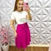 Saia Dunna com Cinto Faixa Isis - Rosa - Milla Chic