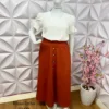 Milla Chic - millachic com br saia linho com botoes longa estela terra cota Saia Linho com Botões Longa Estela - Terra Cota - Milla Chic