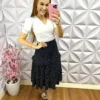 Saia Viscolycra Três Marias de Poá Melinda - Preto - Milla Chic