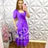 Vestido Bordado Longuete Sandra - Roxo - Milla Chic