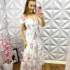 Vestido Chiffon Floral Longo Ester - Branco - Milla Chic