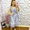 Vestido Com Lastex Carla - Branco com Azul - Milla Chic