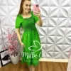 Vestido com Lastex e Manga Princesa Carla - Verde - Milla Chic