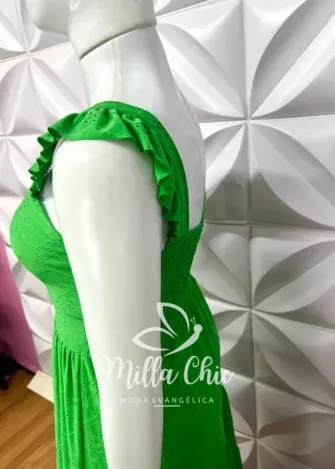 Vestido Lasie de Malha Manga Babadinho Quezia - verde - Milla Chic