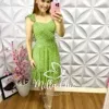 Vestido no Viscolinho Manga Babadinho Faby - Verde - Milla Chic