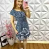 Vestido no Viscolycra Com Babado Aline - Azul marinho - Milla Chic