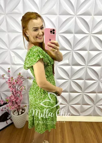 Vestido no Viscolycra Com Babado Aline - Verde - Milla Chic