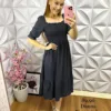 Vestido Pipoquinha com Lastex e Manga Princesa Cassiane - Preto - Milla Chic
