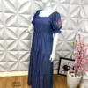 Vestido Plus Tencel com Bordado Katiuscia - Azul - Milla Chic