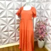 Vestido Pluss Viscolinho Longo Katiuscia - Peach Fuzz - Milla Chic