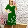 Vestido Tricoline Mídi Manga Princesa Priscila - Verde - Milla Chic