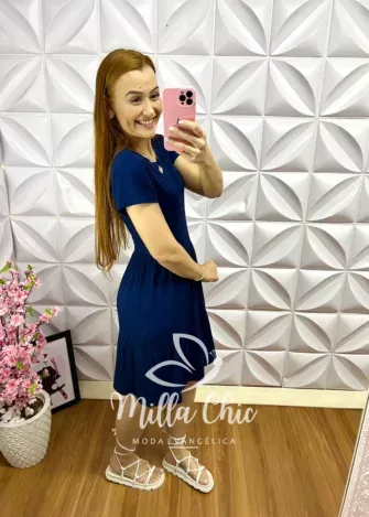 Vestido Viscolycra Conf Barbara - Azul Marinho - Milla Chic