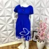 Vestido Viscose Pipoquinha com Lastex Amélia - Azul Marinho - Milla Chic