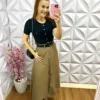 Blusa Tricot Modal Com Botões Madrepérola Fabricia - Preta - Milla Chic