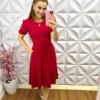 Conjunto Tecido de Moletinho Saia Godê Maria - Vermelho - Milla Chic