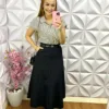 Saia Alfaiataria Longuete Laiana- Preto - Milla Chic