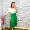 Saia Linhão Evase Midi com Nesgas Duda - Verde - Milla Chic