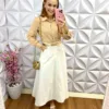 Saia Sarja Longuete Loren - Branca - Milla Chic