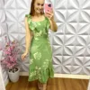 Vestido Alfaiataria Manga Babadinho Longo Luiza - Verde - Milla Chic