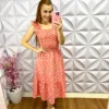 Vestido Com Lastex Carla - Salmão - Milla Chic