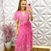 Vestido Crepinho Alfaiataria Floral Longo Naiara - Rosa - Milla Chic