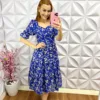 Vestido de Laise de Algodão Hevelin - Azul - Milla Chic