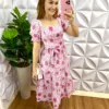 Milla Chic - millachic com br vestido de laise de algodao natiele branco com rosa 1 Vestido de Laise de Algodão Natiele - Branco com Rosa - Milla Chic