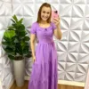 Vestido Dunas Anarruga Longo Ingrid - Lavanda - Milla Chic
