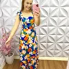 Vestido Longo Viscolinho Floral Luna - Azul - Milla Chic