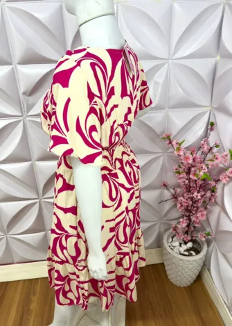 Vestido Plus Manga Babadinho Renata - Rosa - Milla Chic