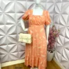 Vestido Viscolinho Estampado Longo Pluss Elisy - Peach Fuzz - Milla Chic