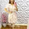 Vestido Viscolinho Manga Babadinho Rayane - Areia e Rosa - Milla Chic
