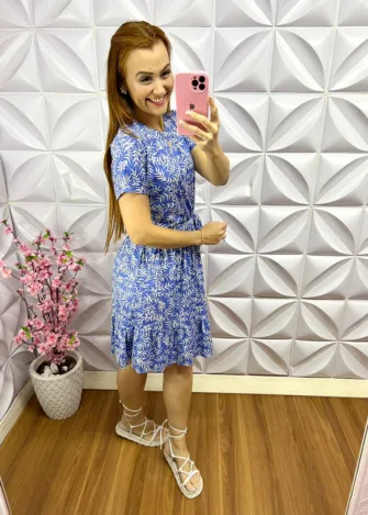 Vestido Viscolycra com Faixa Cinto Gabriela - Azul - Milla Chic