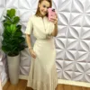 Conjunto Linho Blusa Com Zíper Saia Longa Penélope - Areia - Milla Chic