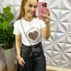 Tshirt com Frase Silcada Malha de Algodão Maiby - Branco - Milla Chic