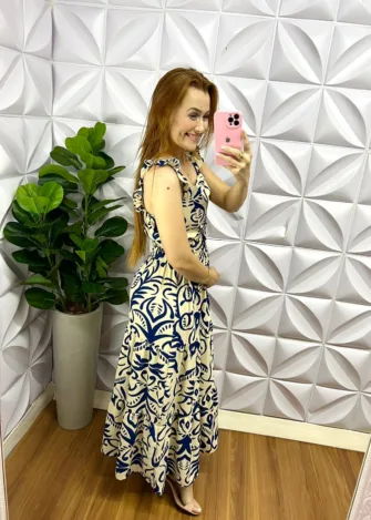 Vestido Dunna Manga Babadinho Jessica - Azul - Milla Chic