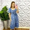 Vestido Jeans Bordado Com Lastex Mirela - Azul - Milla Chic