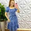Vestido Jeans Bordado Natiele - Azul - Milla Chic