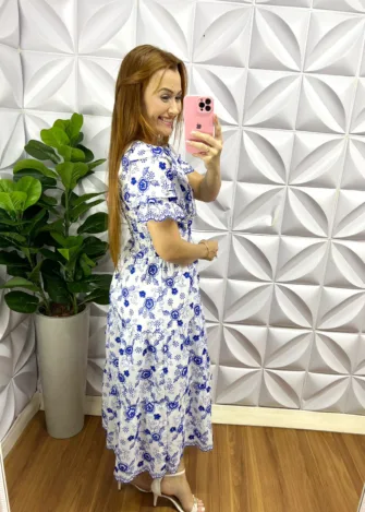 Vestido Lasie 100% Algodão Helena - Azul - Milla Chic