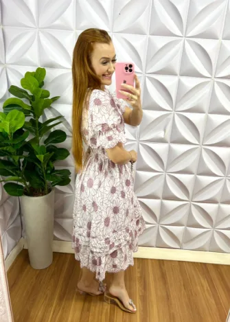 Vestido Lasie Algodão Mangas Princesa Com Botões De Perolas Kate - Branco - Milla Chic