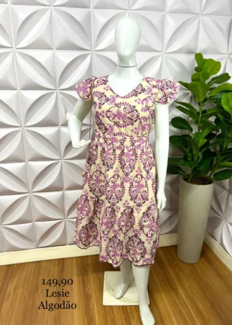 Vestido Lasie Algodão Plus Mídi Carmem - Rose - Milla Chic