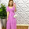 Vestido Longo Dunna Listrado Amanda - Fuchsia - Milla Chic