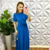 Vestido Longo Dunna Manga Princesa Andreia - Azul - Milla Chic