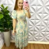 Vestido Mídi Tule Floral Com Marias Mercedes - Verde - Milla Chic