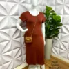Vestido Moletinho Pluss Confy Simone - Terra Cota - Milla Chic
