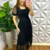 Milla Chic - millachic com br vestido tule bolinha com guipper longo anastasia preto Vestido Tule Bolinha Com Guipper Longo Anastásia - Preto - Milla Chic