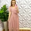 Milla Chic - millachic com br vestido tule bolinha com guipper longo anastasia rose Vestido Tule Bolinha Com Guipper Longo Anastásia - Rose - Milla Chic