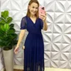 Vestido Tule Com Lurex Longo Alexa - Azul - Milla Chic